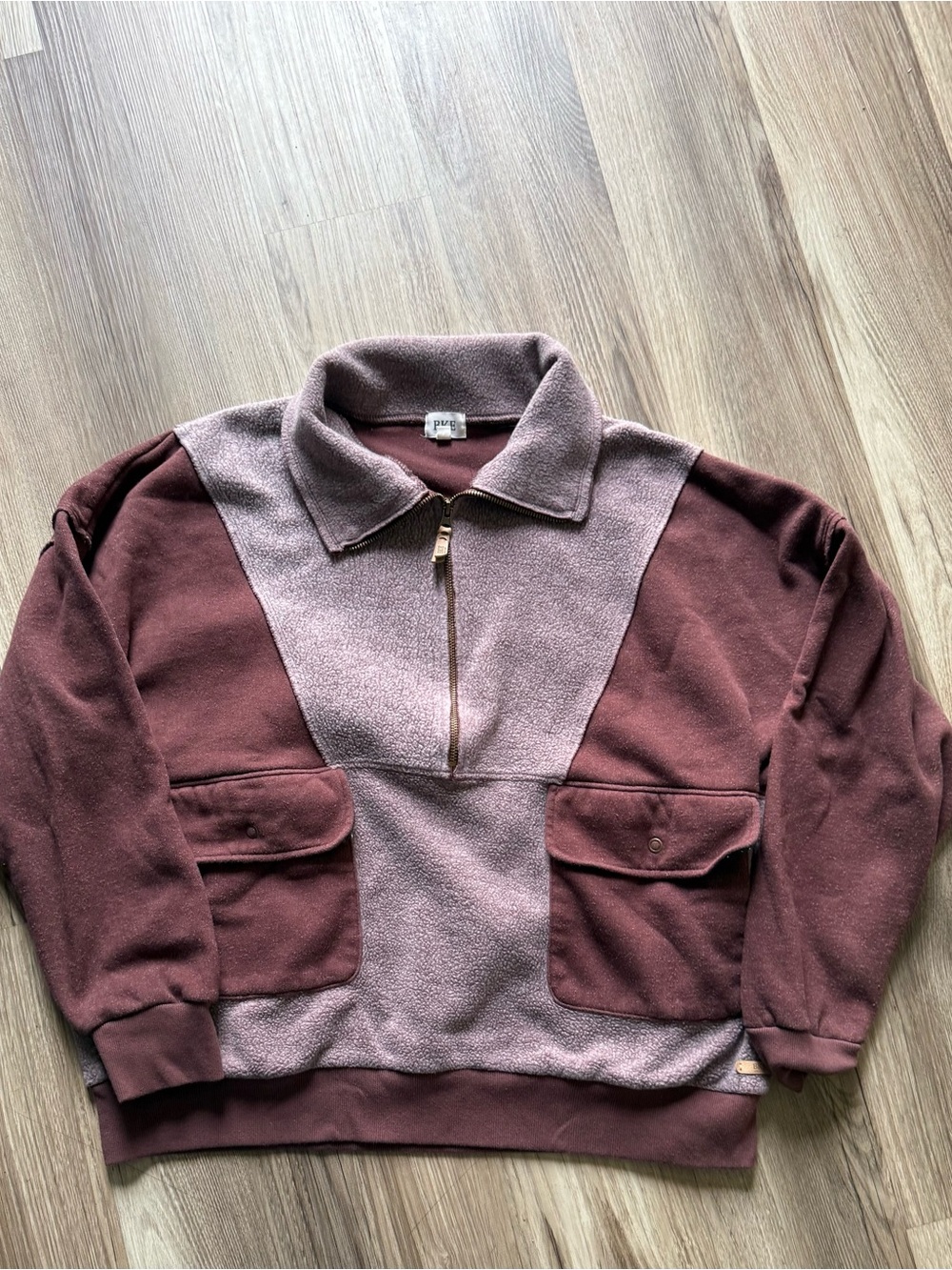 BKE Women's Two-Tone Mauve and Dusty Rose Zip Pullover